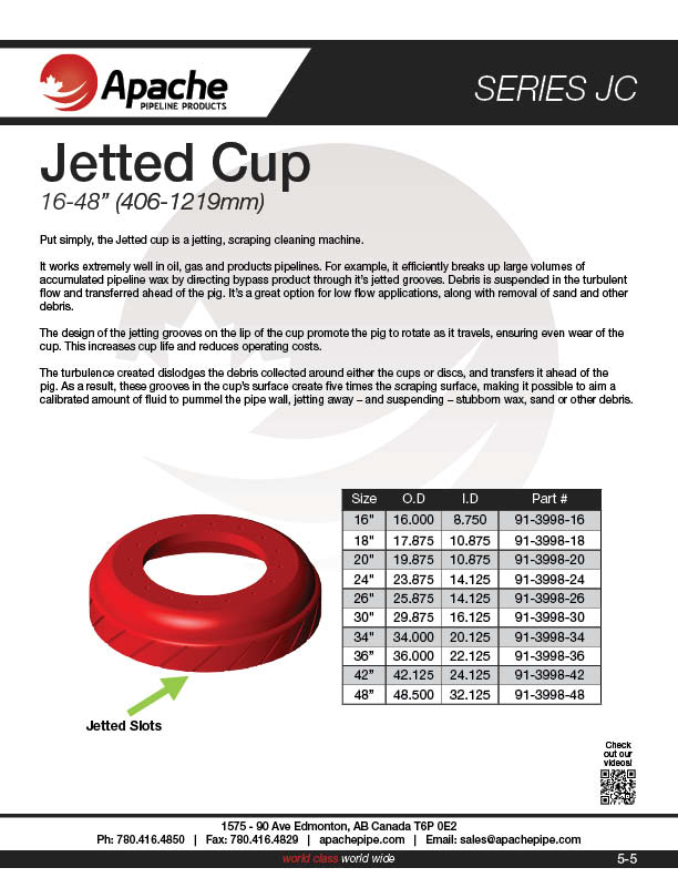 JETTED CUP (16-48) - Replacement Parts - Apache Pipeline Products